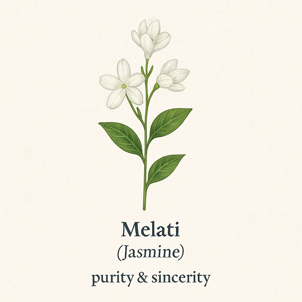Melati (Jasmine) botanical illustration