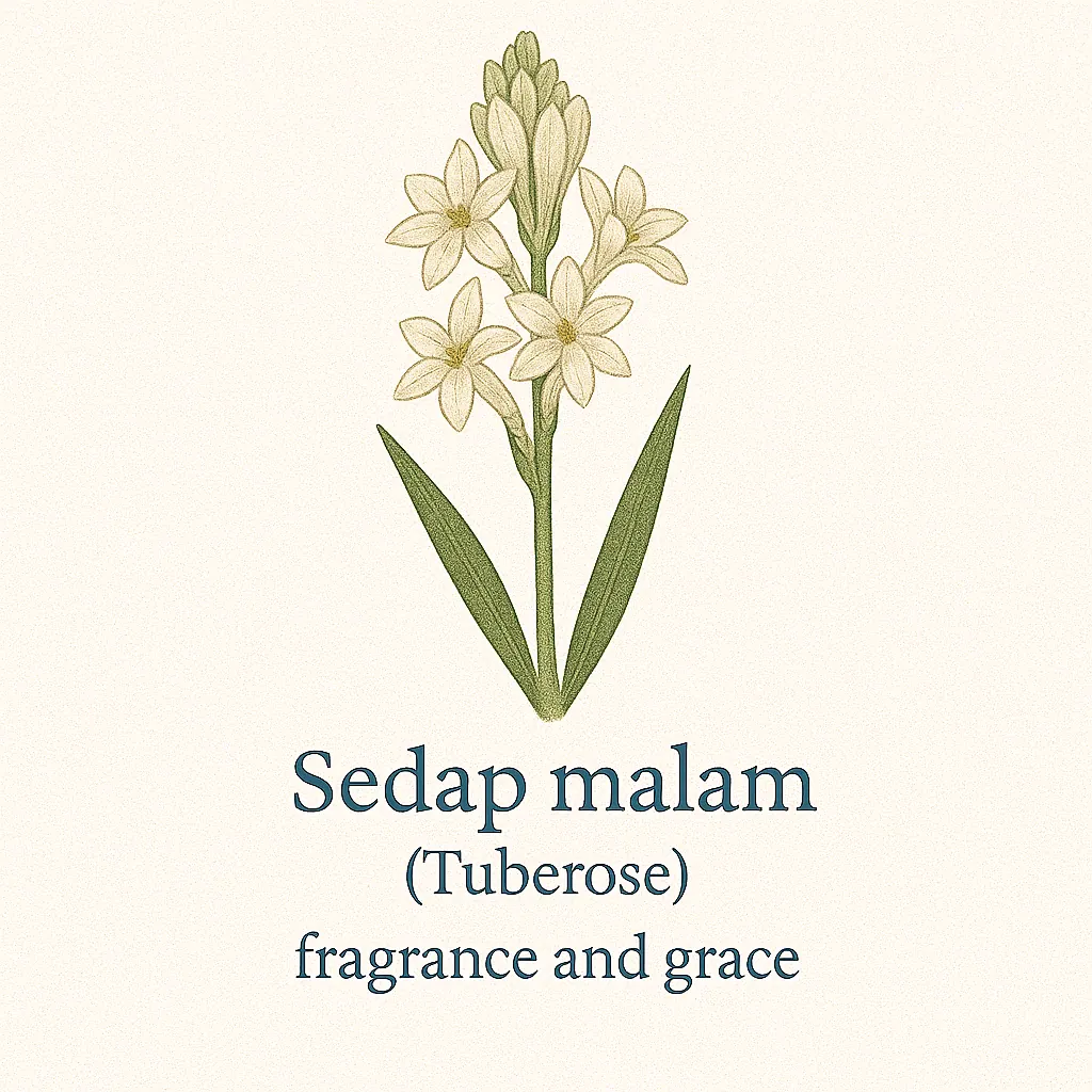 Sedap Malam (Tuberose) botanical illustration