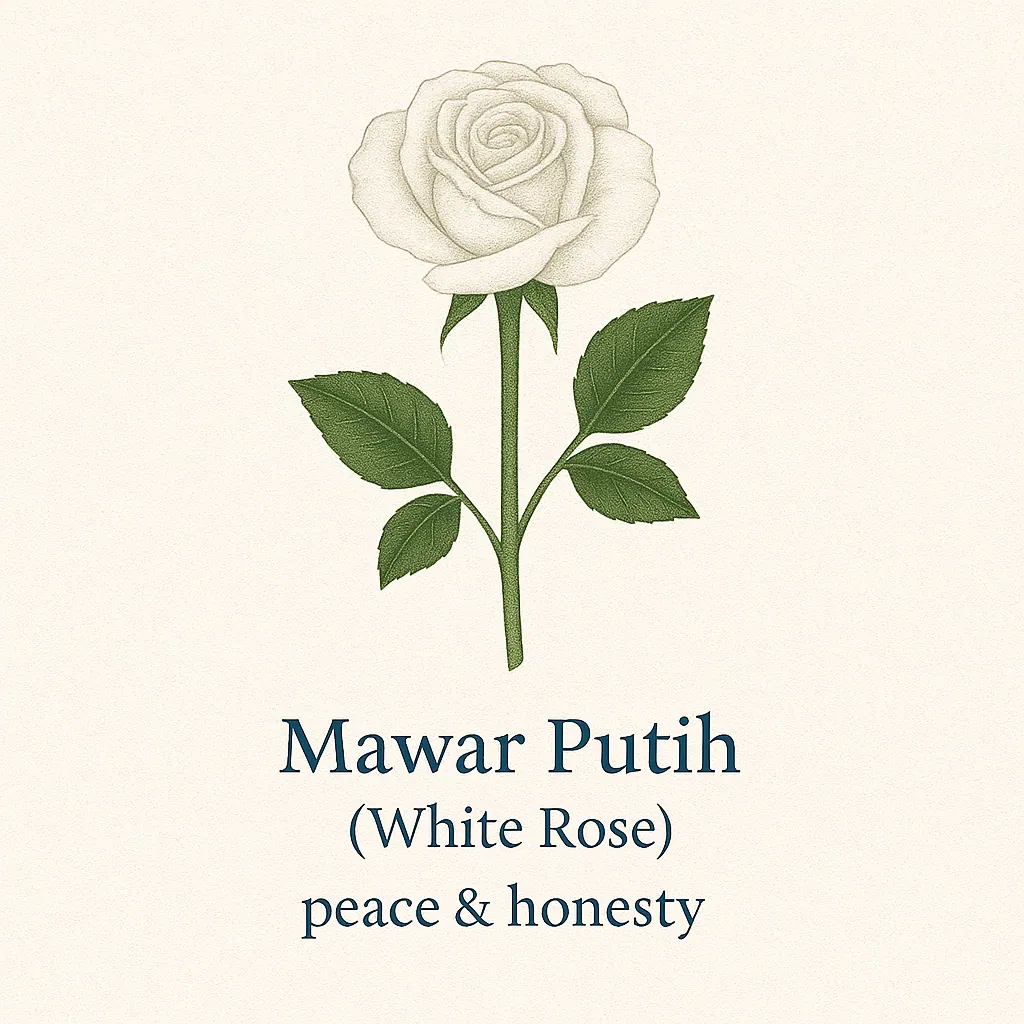 Mawar Putih (White Rose) botanical illustration
